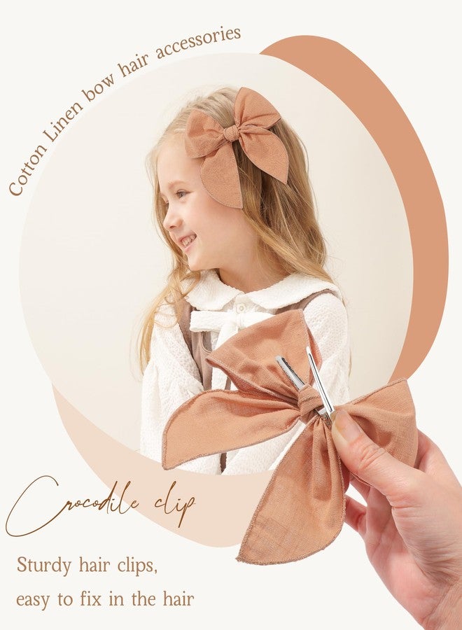 doboi 8PCS Baby Girls Hair Clips Fable Hair Bows Cotton Linen Bows for Girls Hair Accessories for Baby Toddlers Kids Child - Image 2